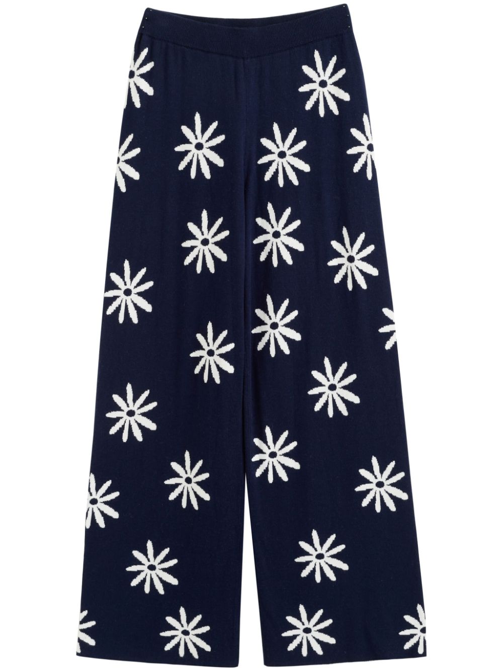 Shop Chinti & Parker Ditsy Daisy Wide-leg Trousers In Blue