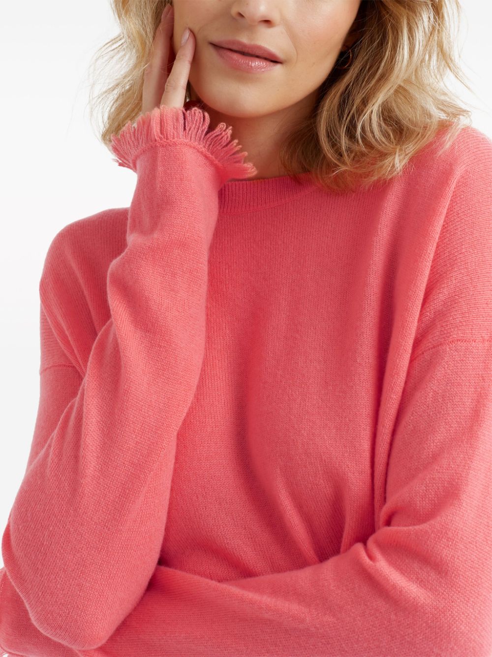 Shop Chinti & Parker Crew-neck Ruffled Jumper In Pink