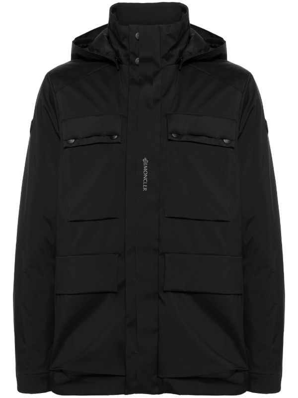 Moncler mens down jacket black with best sale hood