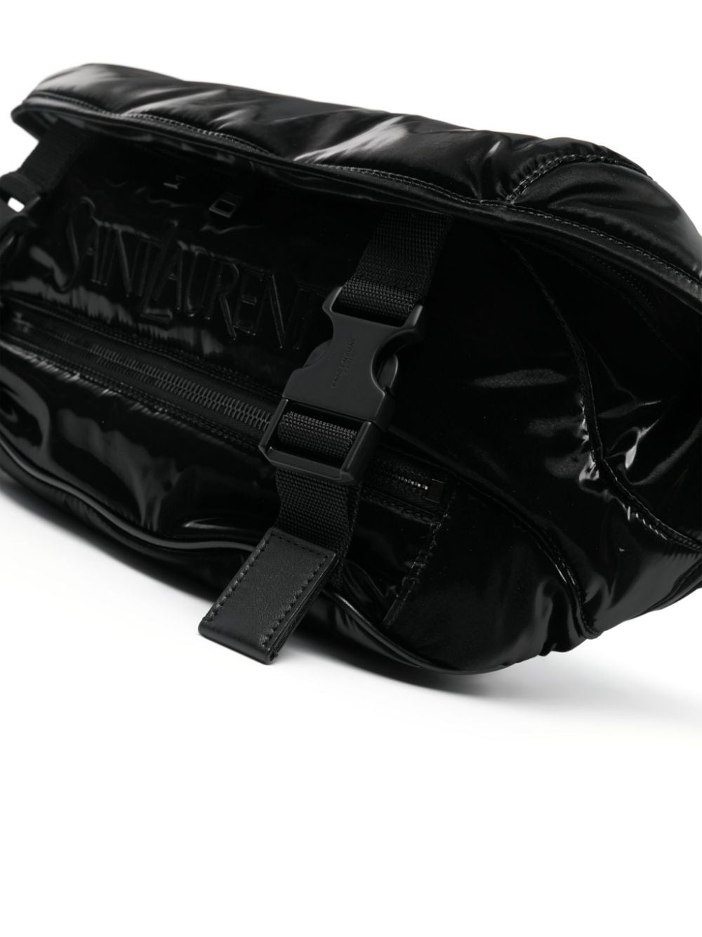 Shop Saint Laurent Debossed-logo Shoulder Bag In Black