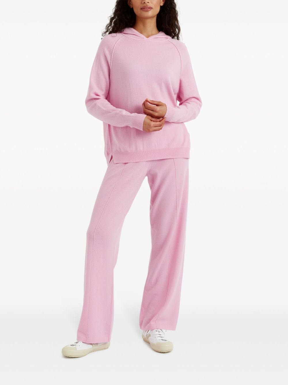 Shop Chinti & Parker Raglan-sleeve Fine-knit Hoodie In Pink