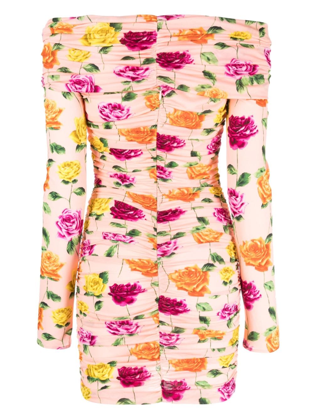 Shop Magda Butrym Floral-print Off-shoulder Minidress In Multicolour