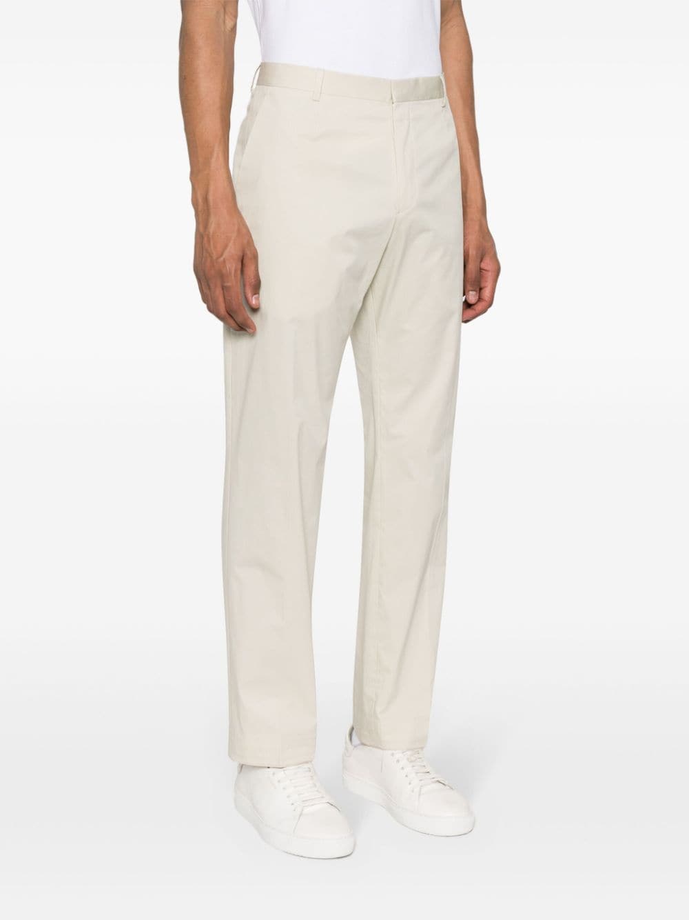 Shop Calvin Klein Tech-cotton Tapered-leg Tailored Trousers In Neutrals