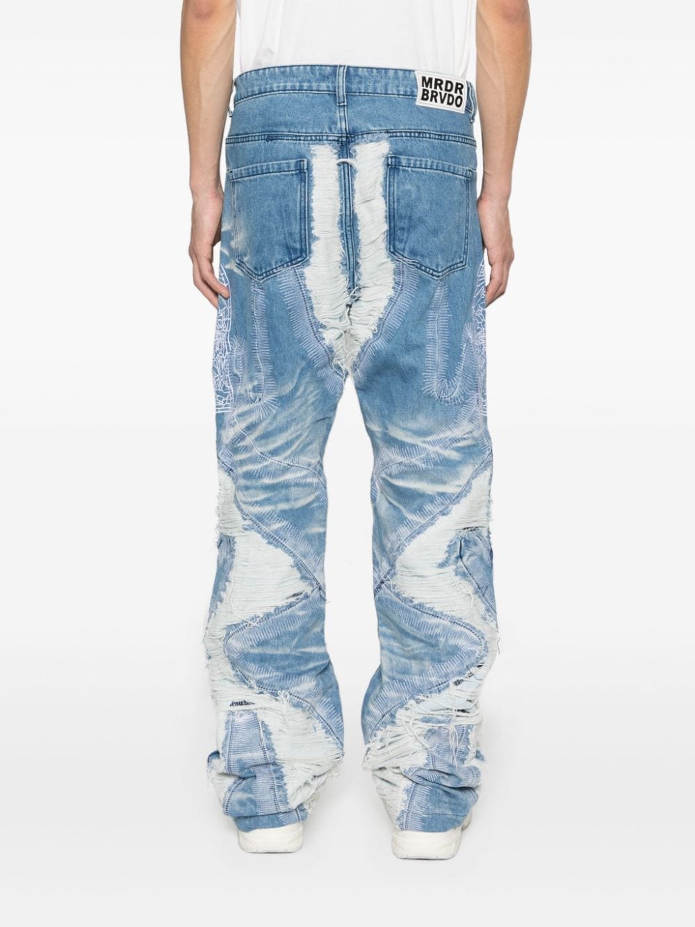 Shop Who Decides War Path Distressed-effect Wide-leg Jeans In Blue