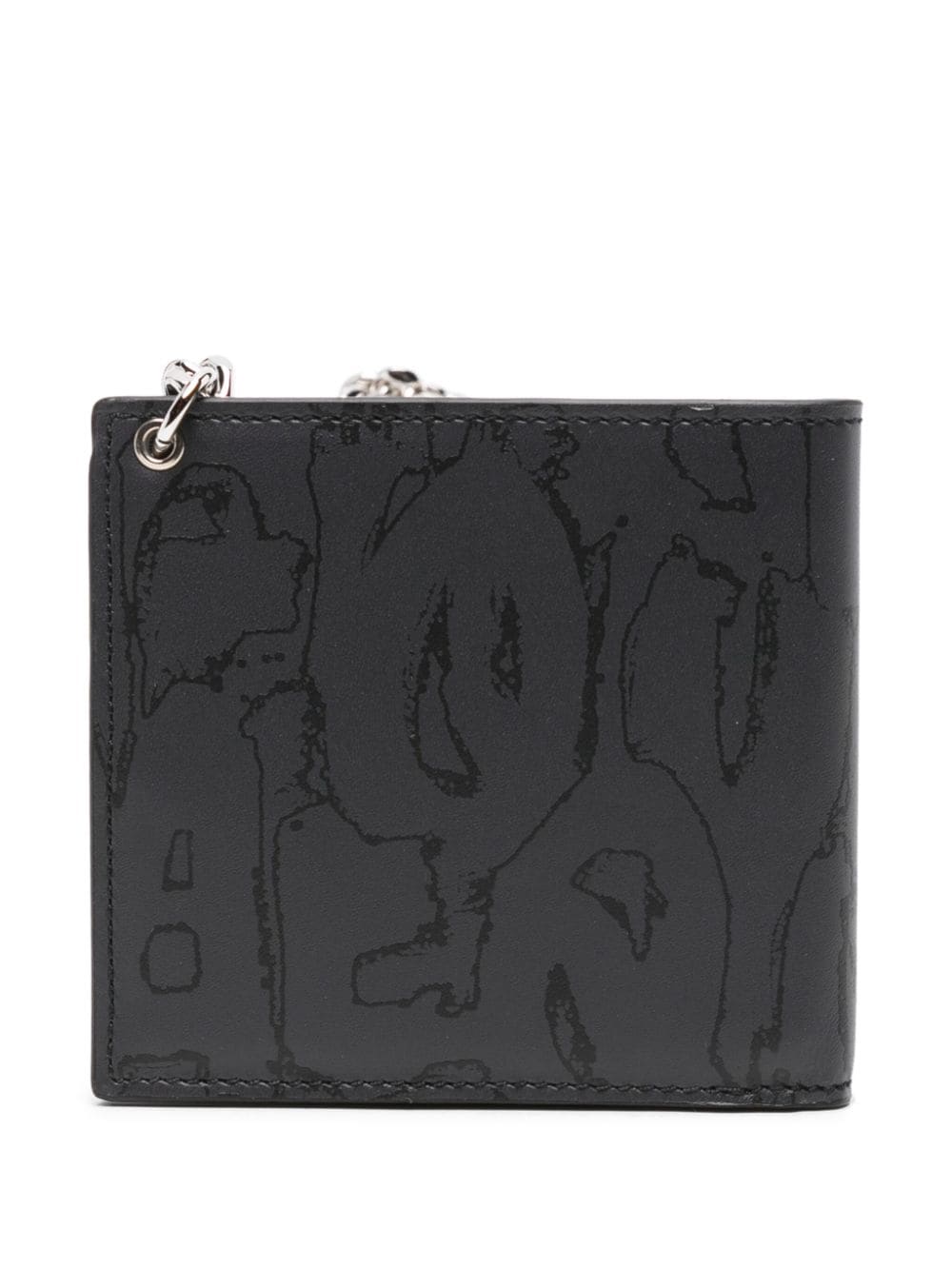 Shop Alexander Mcqueen Graffiti-print Leather Wallet In Black