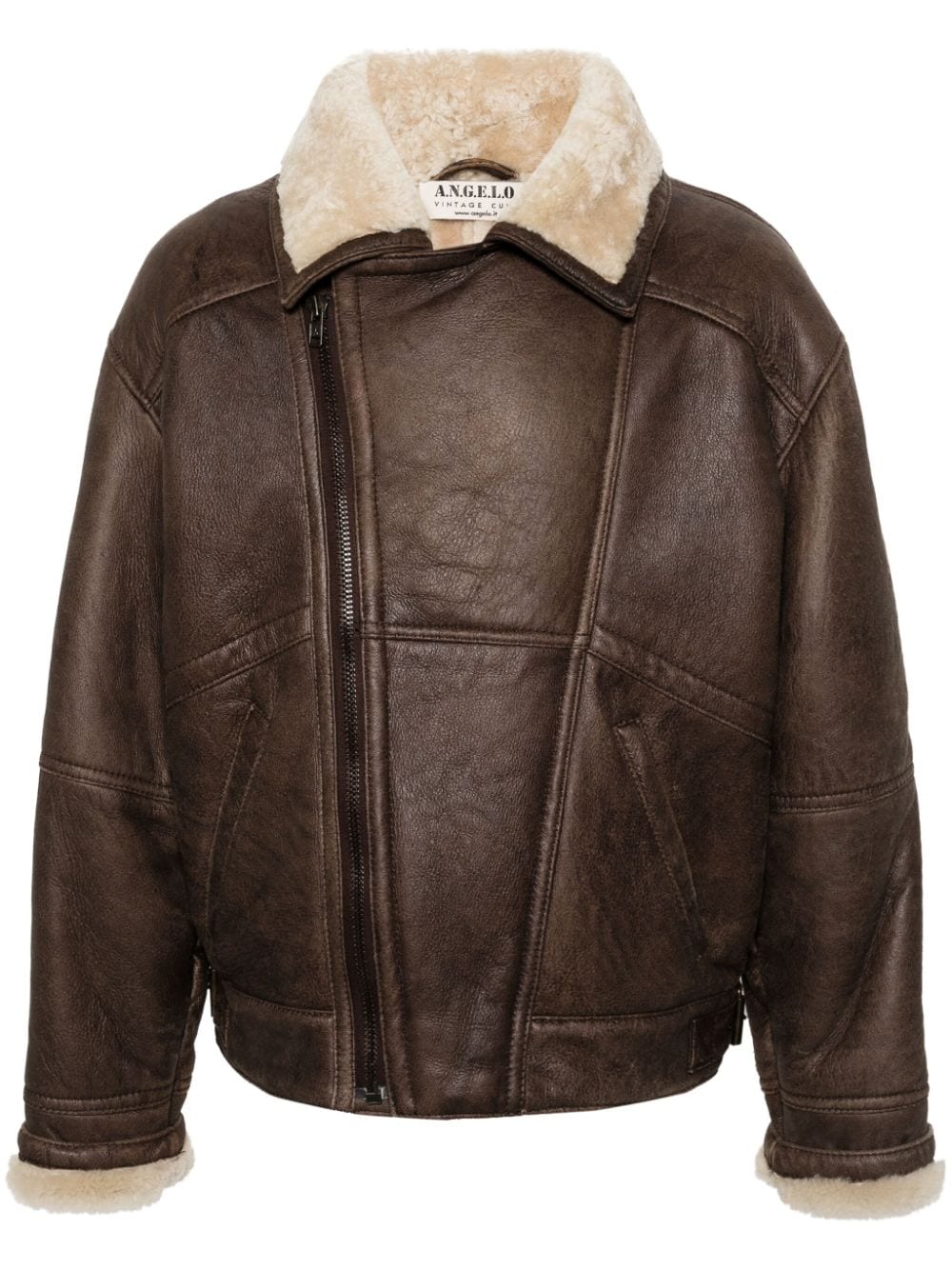 Image 1 of A.N.G.E.L.O. Vintage Cult 1980s shearling-trim leather jacket