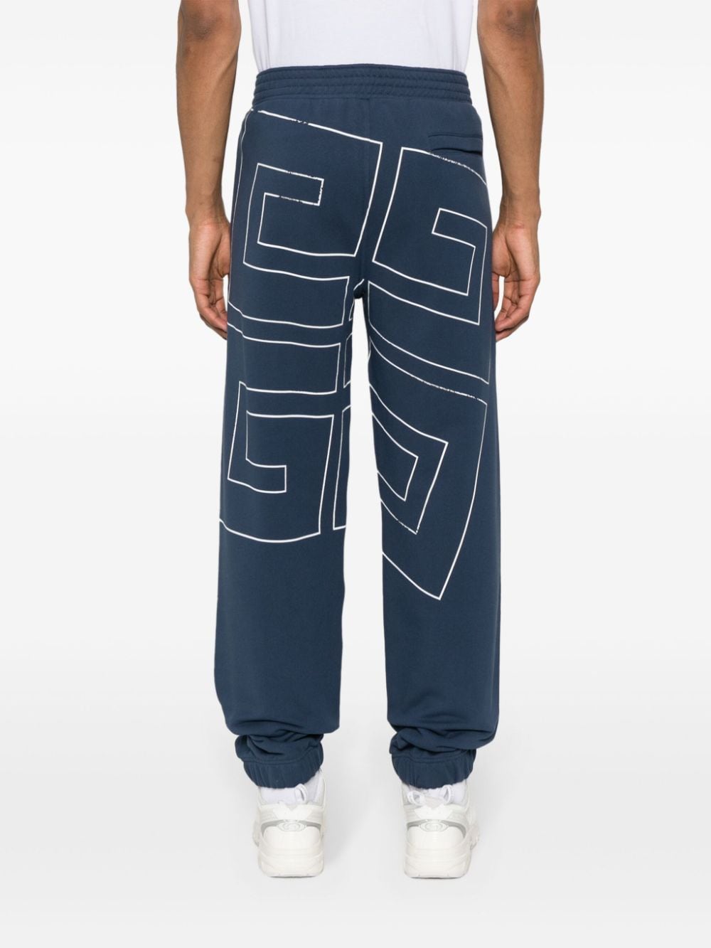 Shop Givenchy Logo-print Cotton Track Pants In Blue