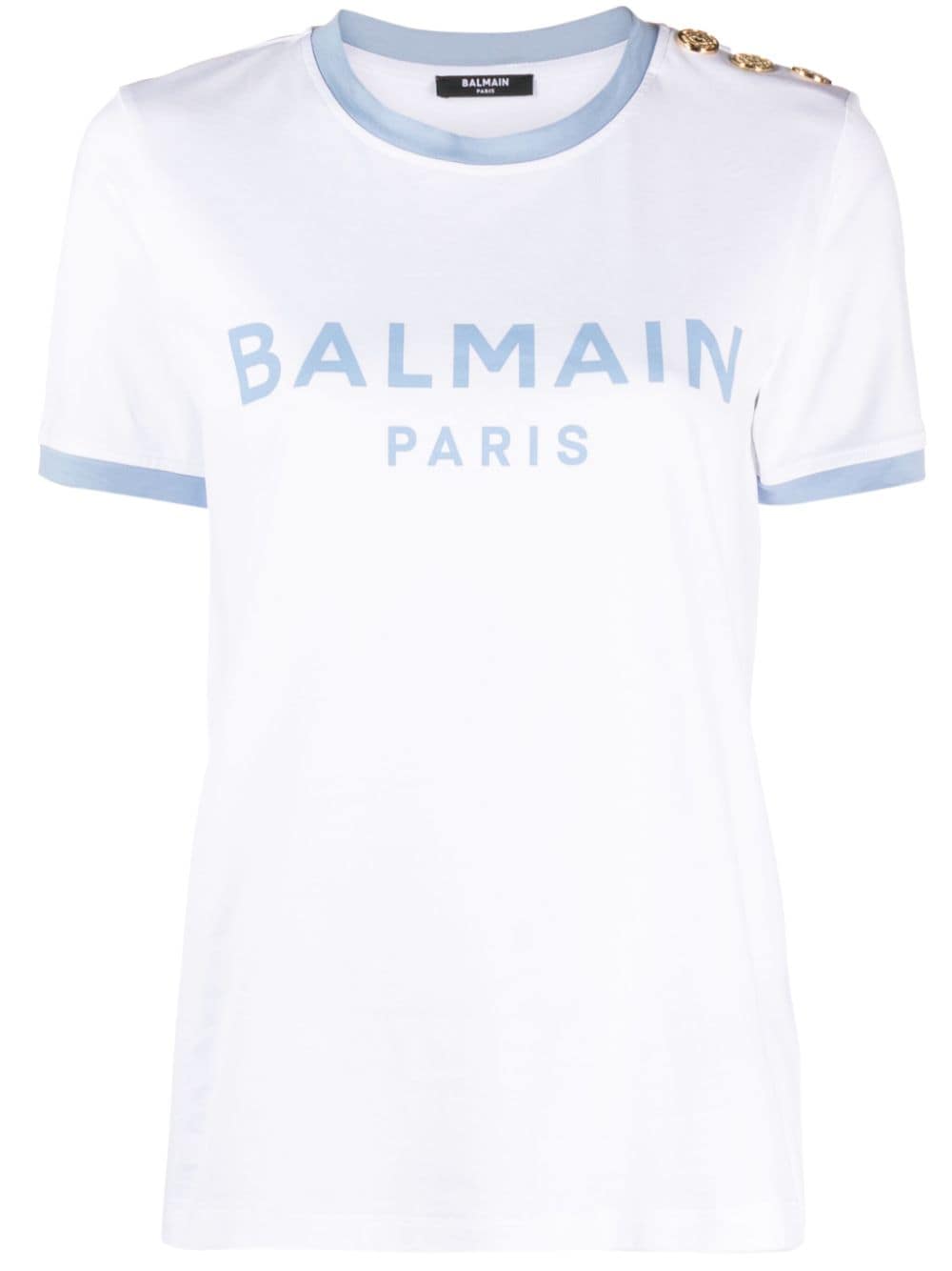 Balmain T-shirt met logoprint en reliëf knopen Wit