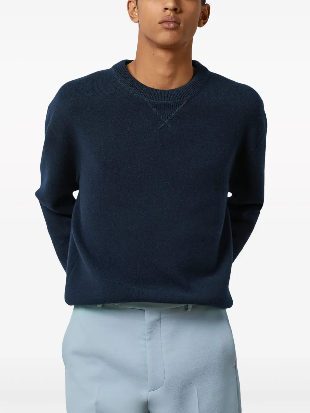 Shop Gucci Logo-embroidered Wool Jumper In Blue