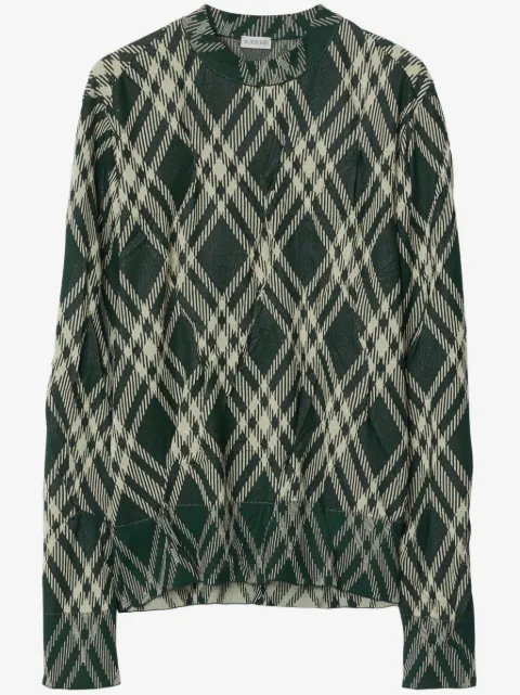 Burberry plaid-check crinkled-effect jumper