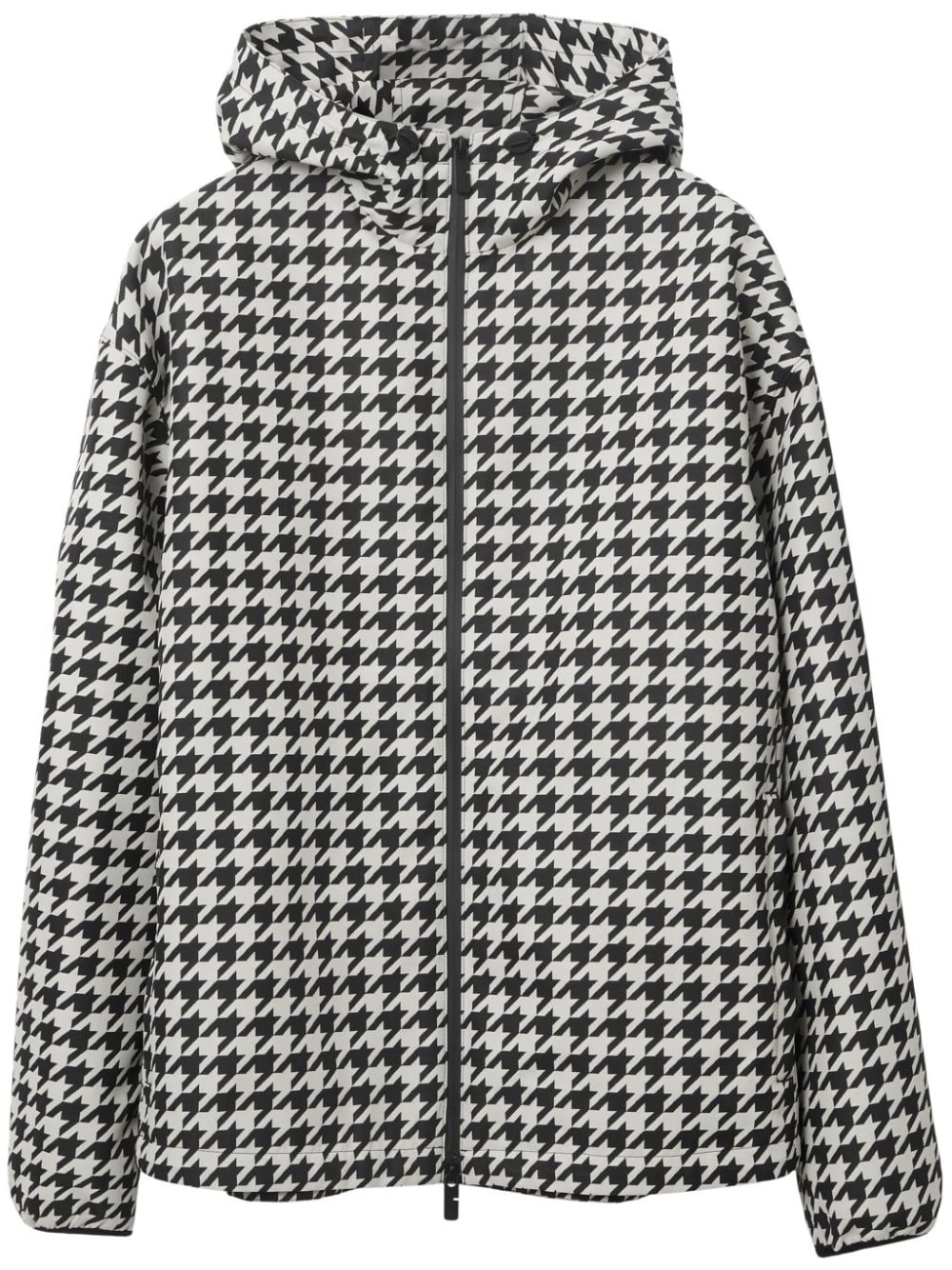 Shop Burberry Equestrian Knight-print Hooded Jacket In Black