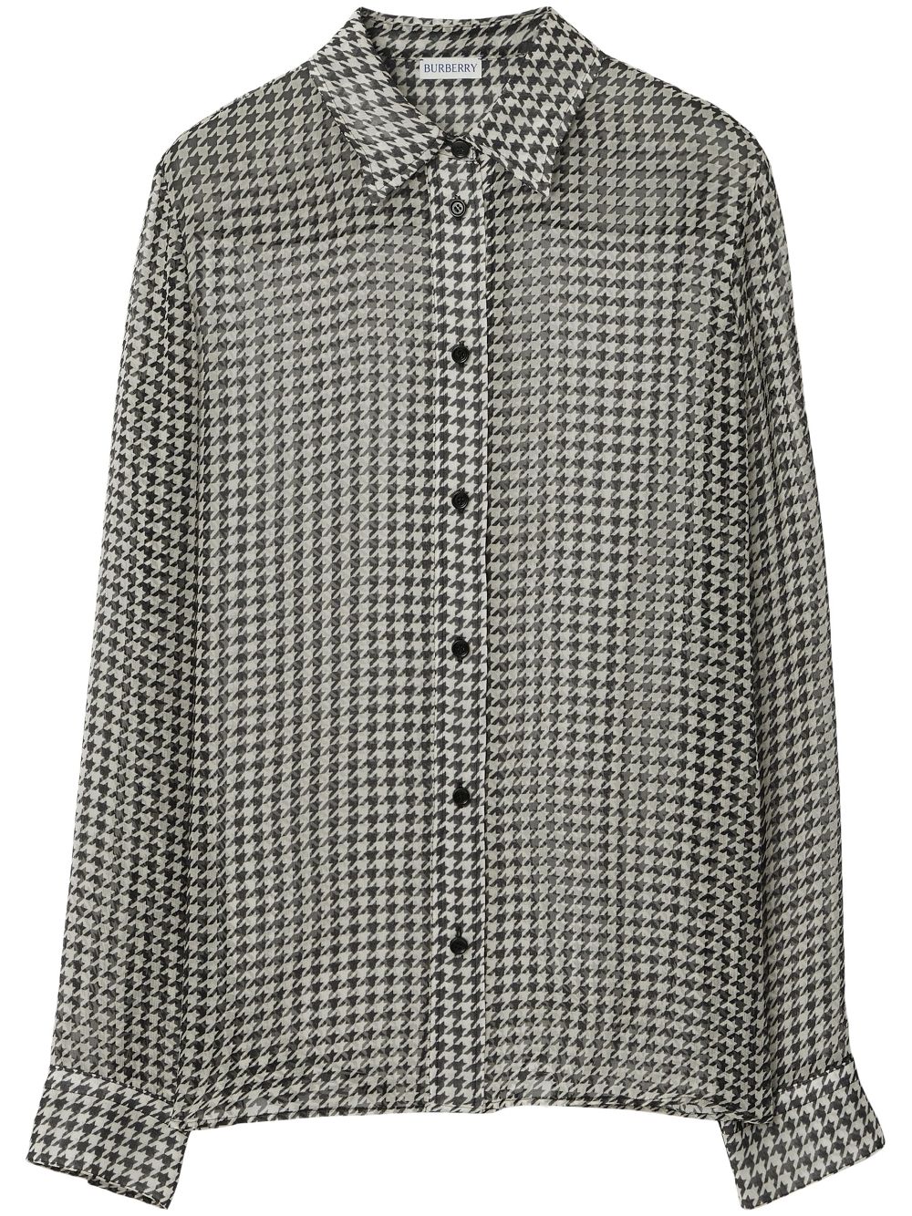 Burberry Zijden blouse met pied-de-poule print Zwart