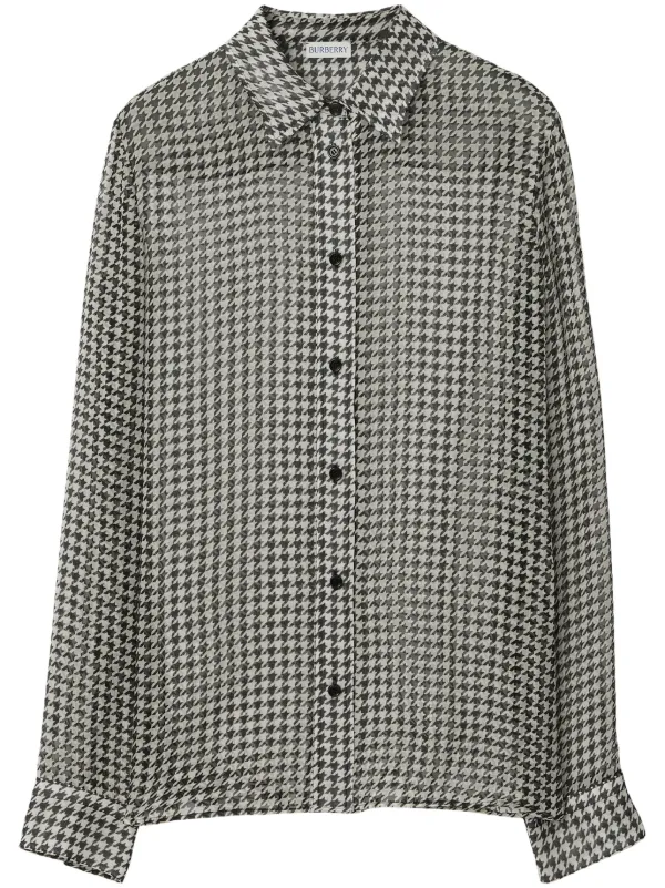 Burberry Zijden Blouse Met pied de poule Print Farfetch