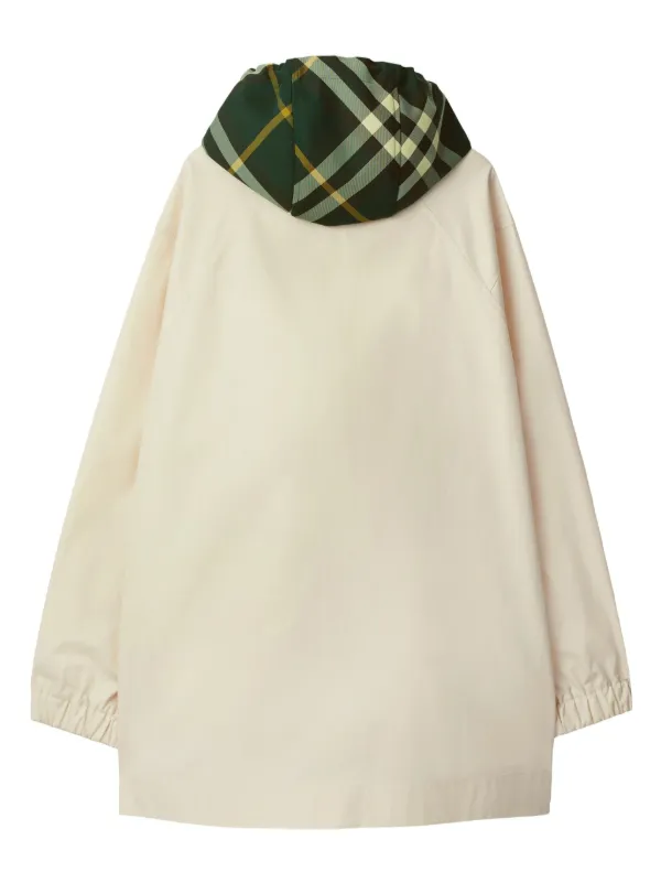 BURBERRY 毛布 140cm x 200cm BB0510 Burberry Checkered Hood Cotton Parka | White | FARFETCH