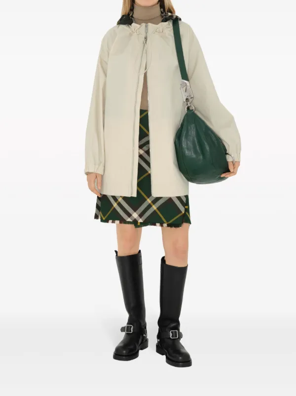 BURBERRY フード付きパーカー 38 Burberry Checkered Hood Cotton Parka | White | FARFETCH