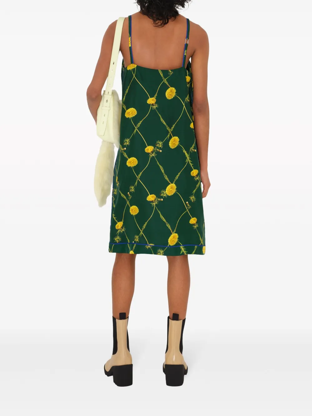 Burberry Dandelion-print Silk Dress In Green