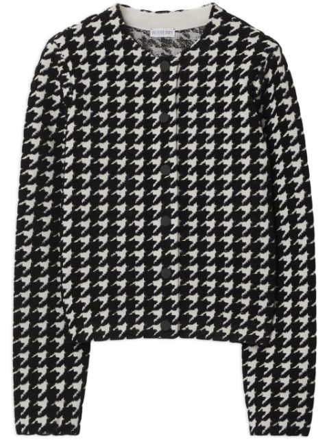 Burberry houndstooth-pattern crew-neck jumper Women