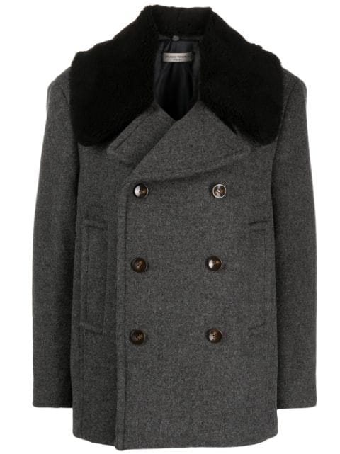 STUDIO TOMBOY faux-shearling edge wool-blend coat 