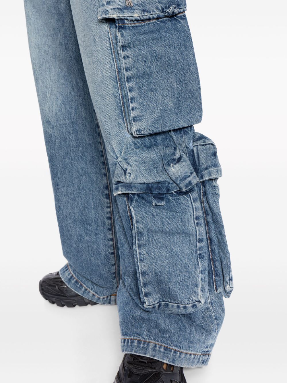 Shop Amiri Baggy Mid-rise Wide-leg Jeans In Blue