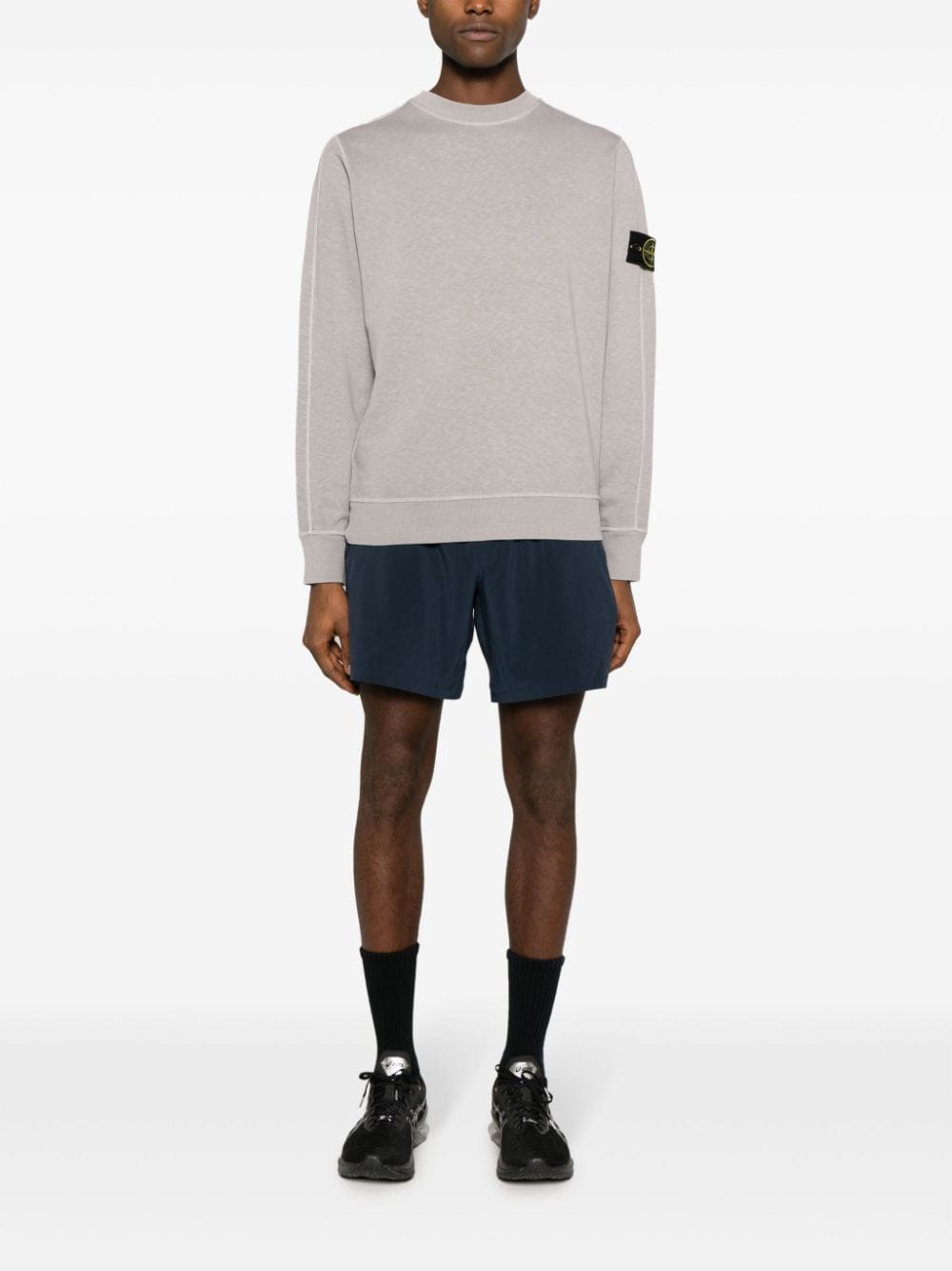 Stone Island Katoenen sweater met Compass-logopatch - Beige