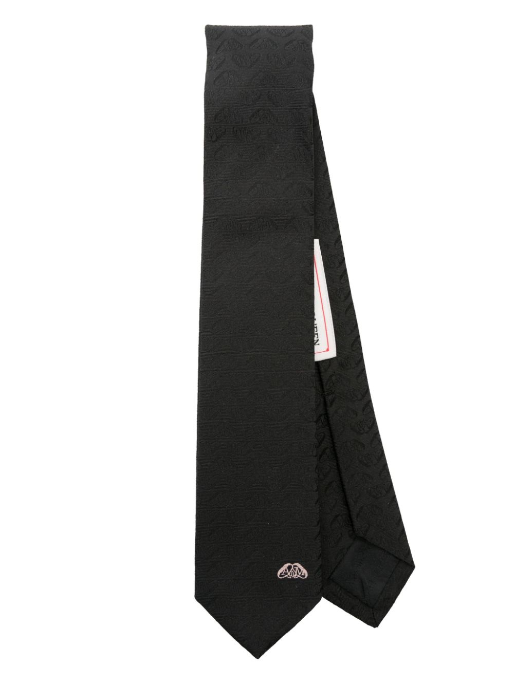 Shop Alexander Mcqueen Half Seal-jacquard Silk Tie In Black