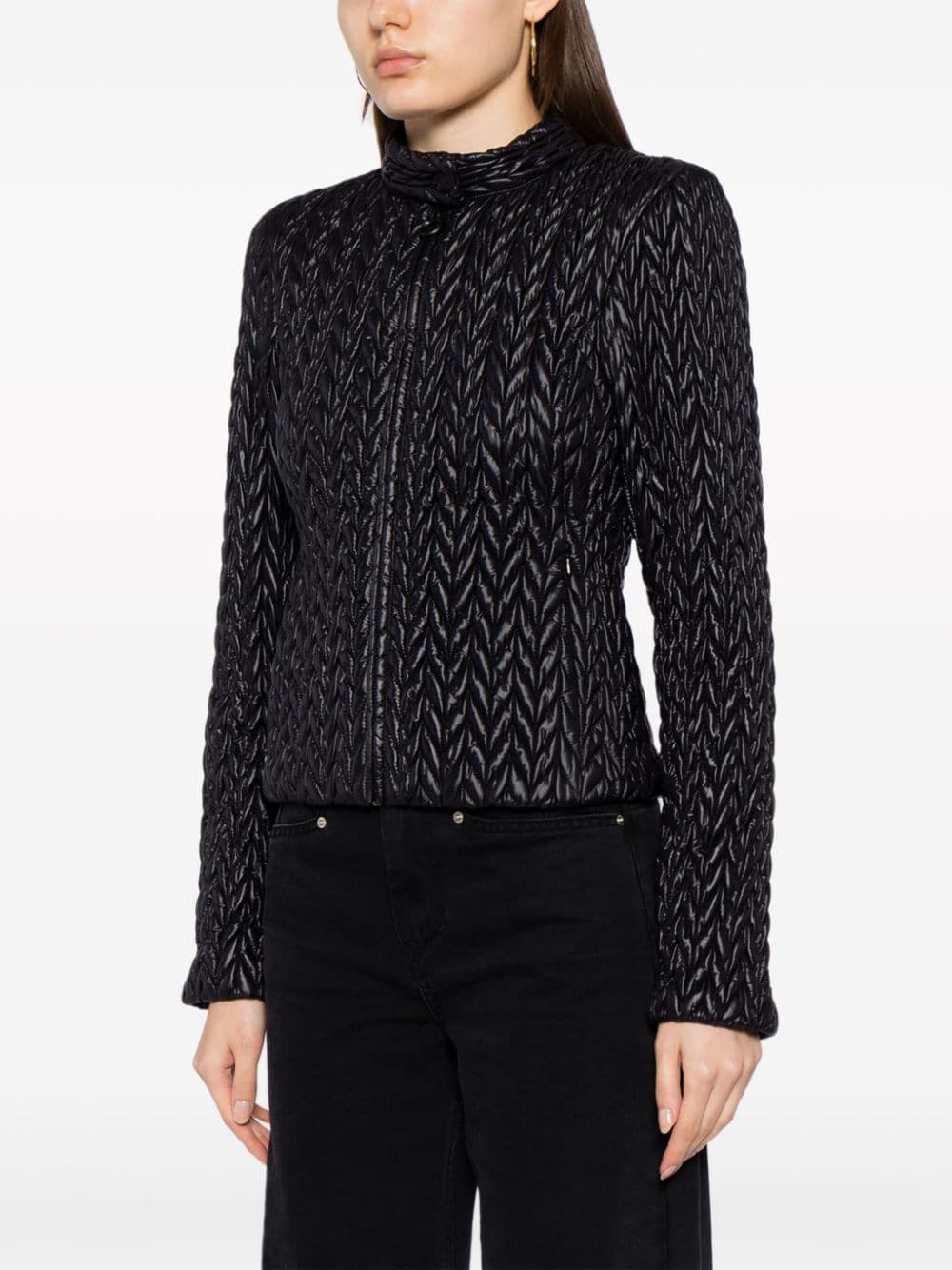 Shop Trussardi Zig-zag Quilt Jacket In Black