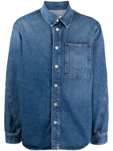 Trussardi logo-embossed denim shirt