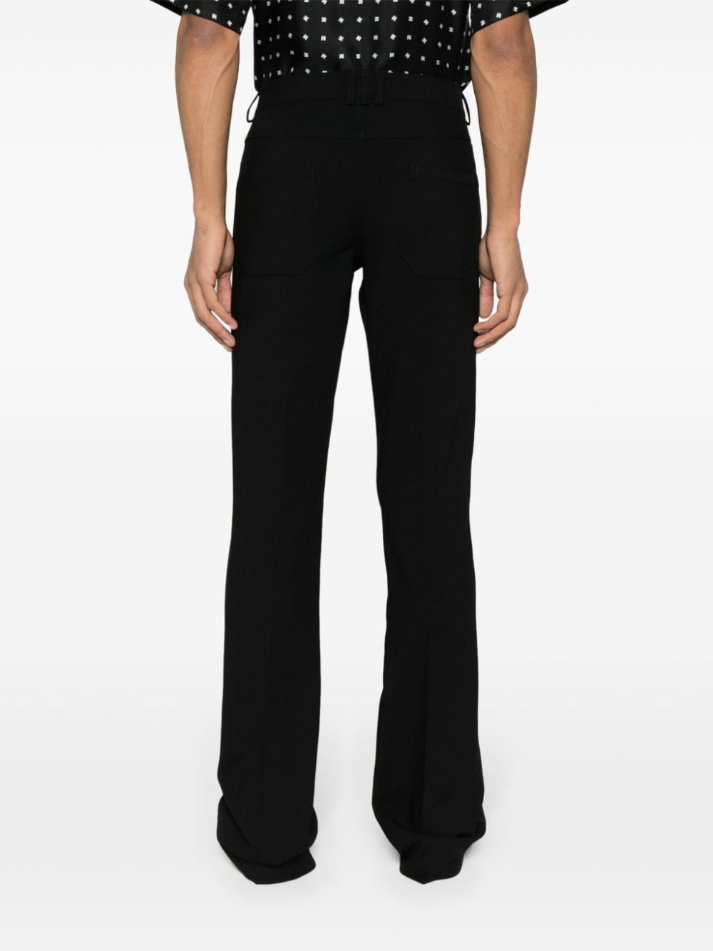 Shop Balmain Crepe Straight-leg Trousers In Black