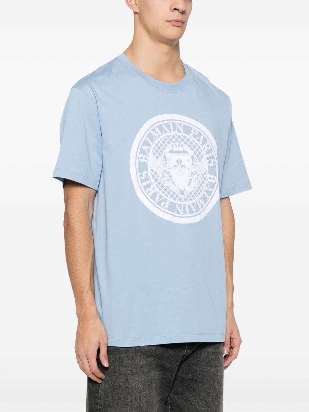 Shop Balmain Coin Cotton T-shirt In Blue