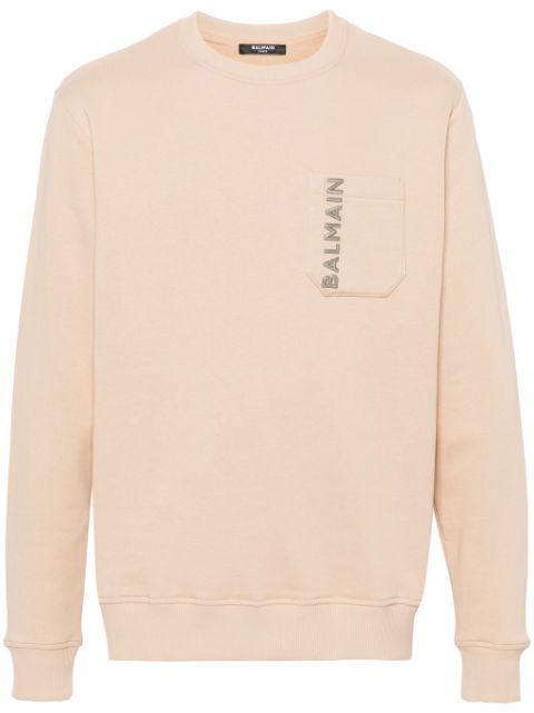 Balmain logo-lettering cotton sweatshirt Men