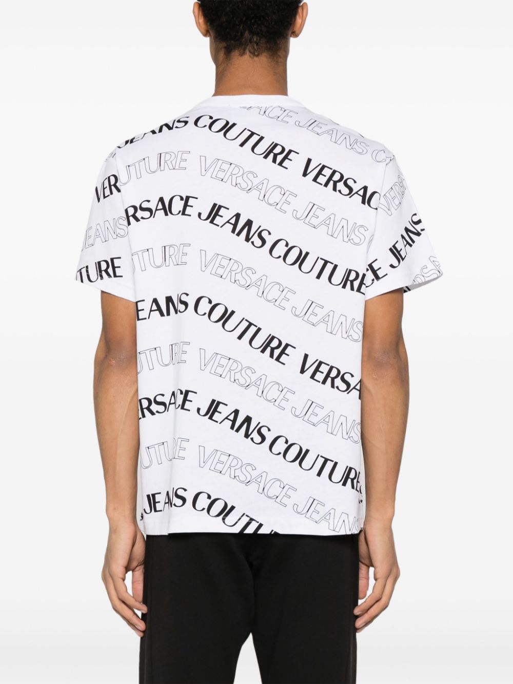 Shop Versace Jeans Couture Logo-print Cotton T-shirt In White