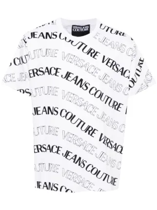 【VERSACE JEANS】ロゴ コットン Tシャツ【送料関税込】 Versace Jeans Couture logo-print Cotton T-shirt | White