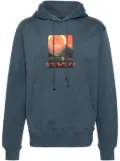 Helmut Lang graphic-print cotton hoodie - Blue