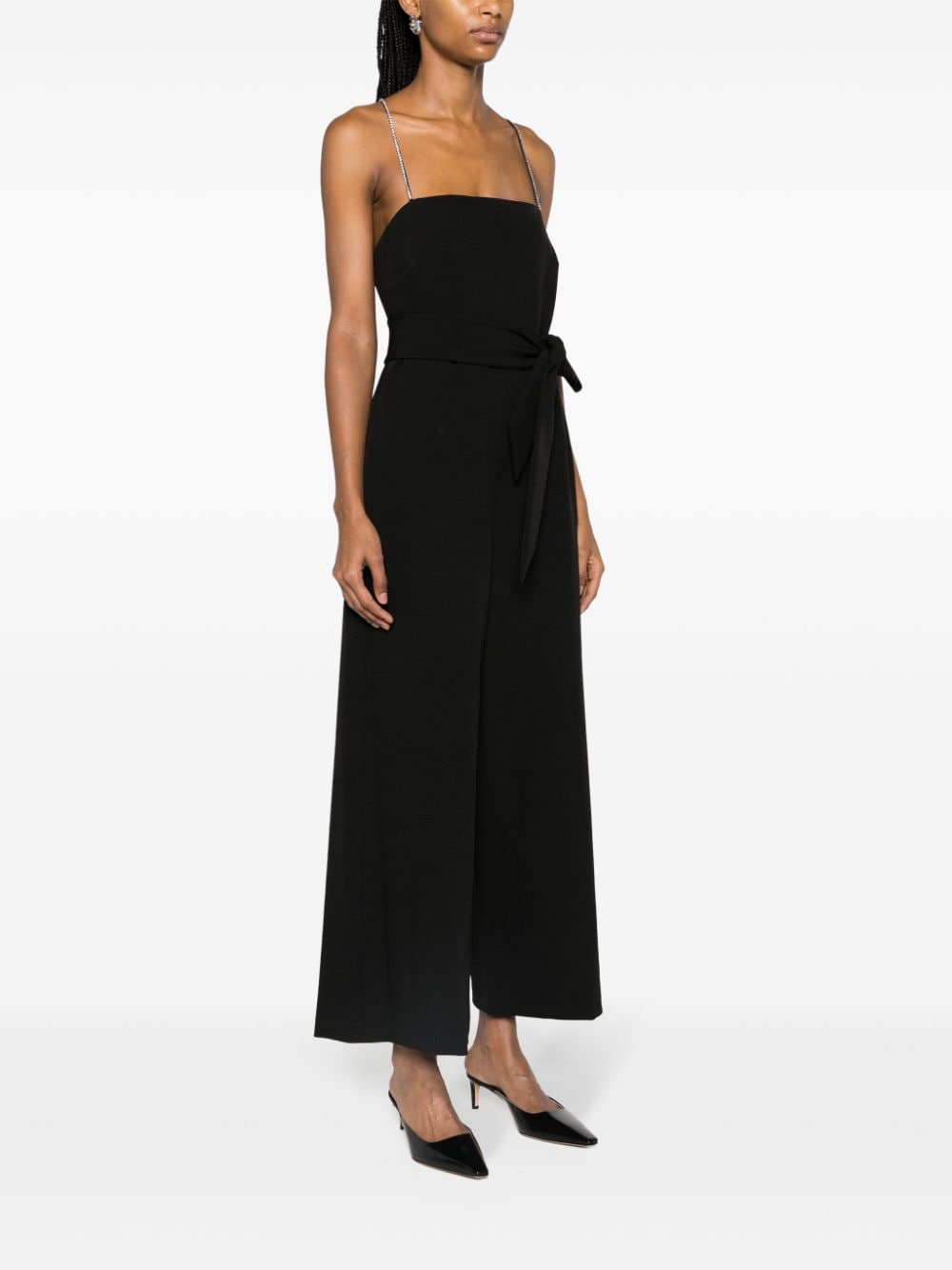 Shop Kate Spade Crystal-embellished Wide-leg Jumpsuit In Black
