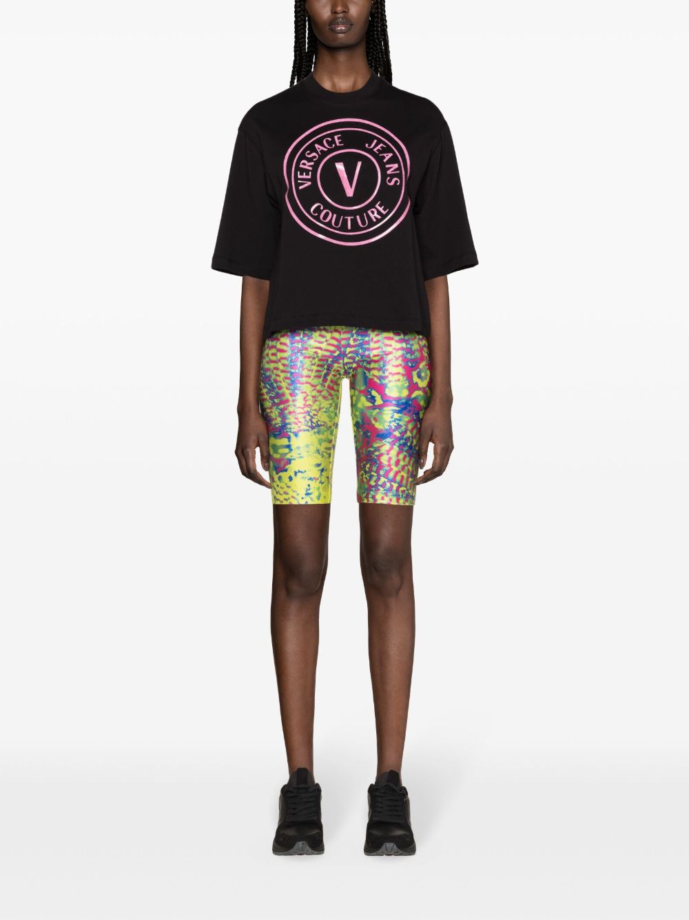 Versace Jeans Couture animalier-print biker shorts - Groen