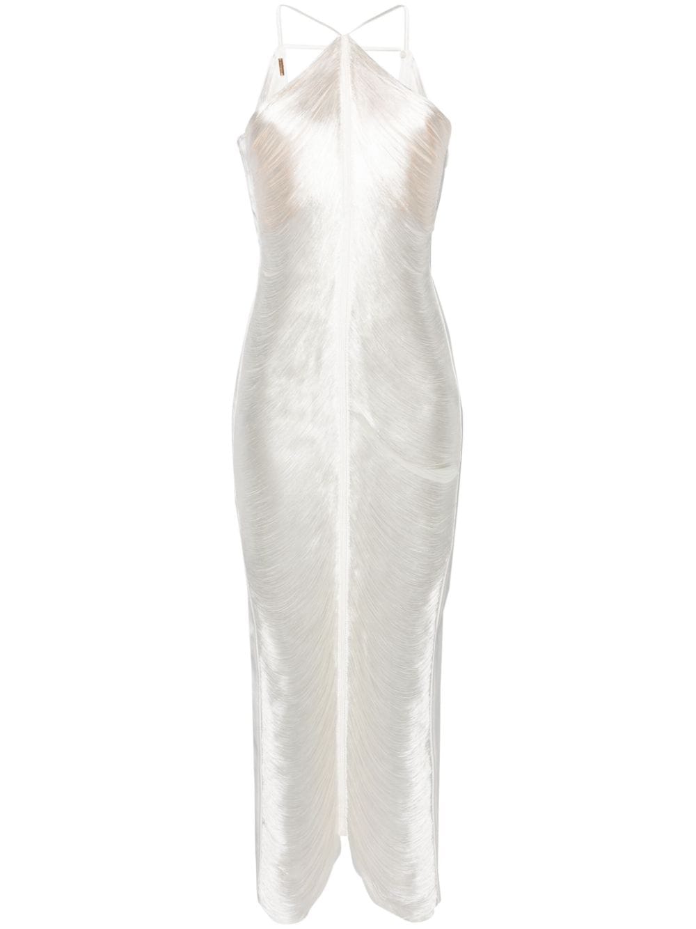 Cult Gaia Renata halterneck fringed gown - Bianco