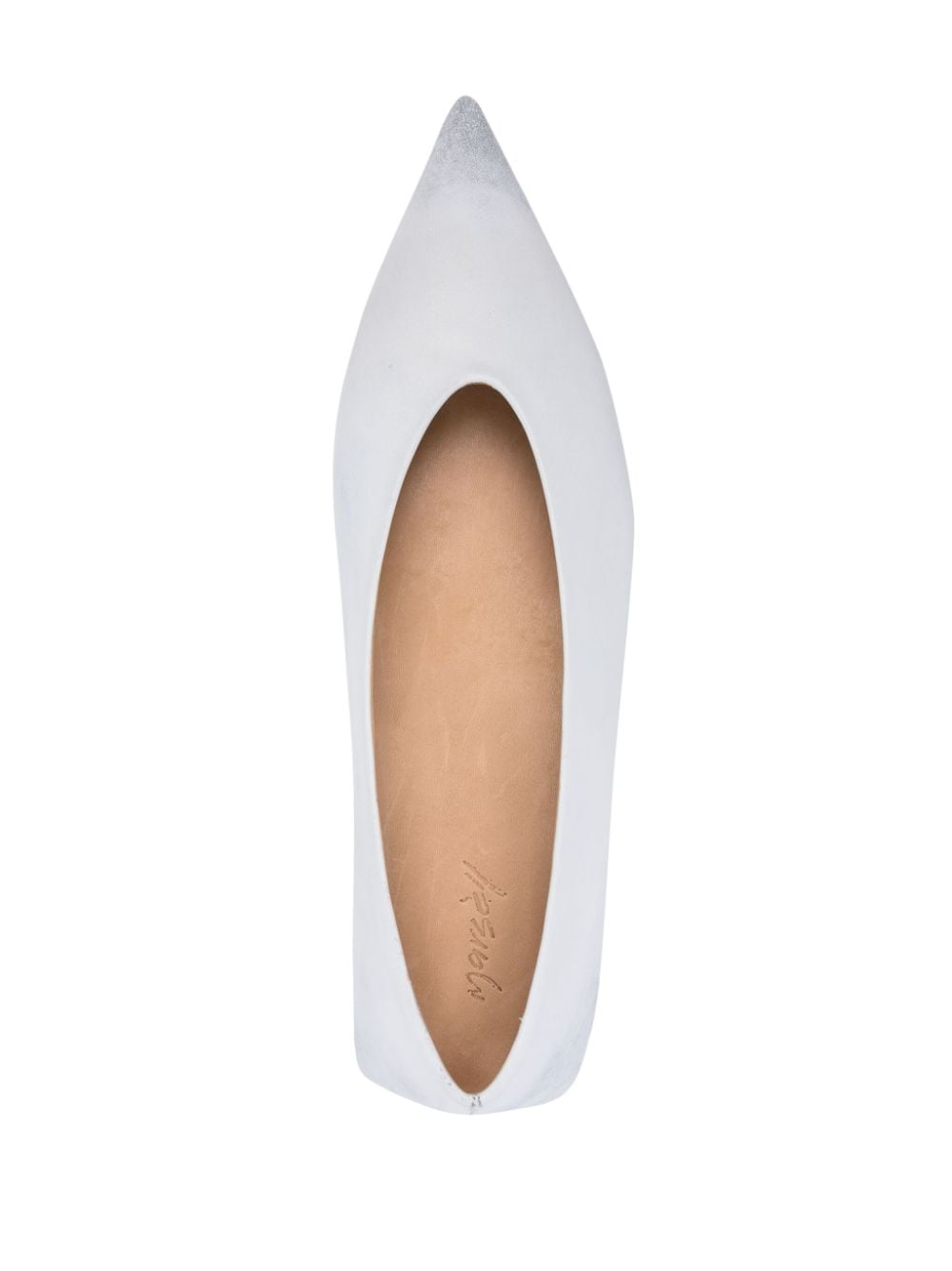 Shop Marsèll Distressed-effect Leather Ballerina Shoes In White