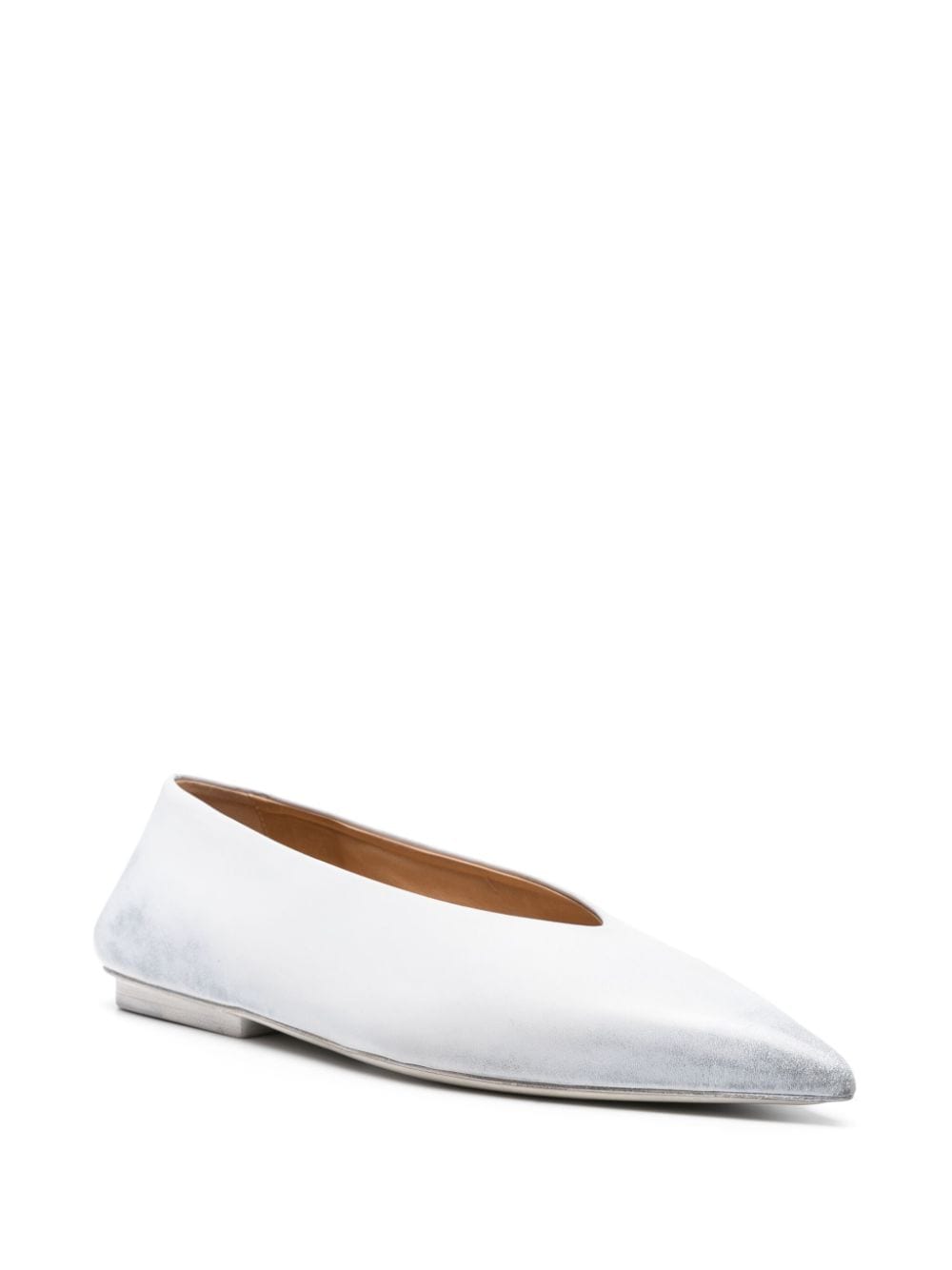 Shop Marsèll Distressed-effect Leather Ballerina Shoes In White
