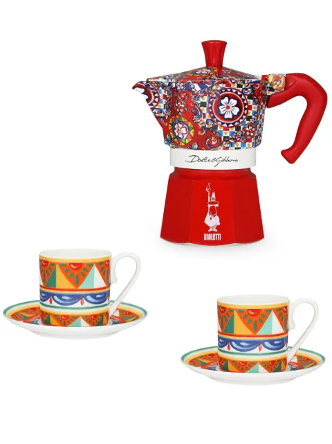 Dolce & Gabbana x Bialetti Moka Express coffee maker and espresso cups (set of two)