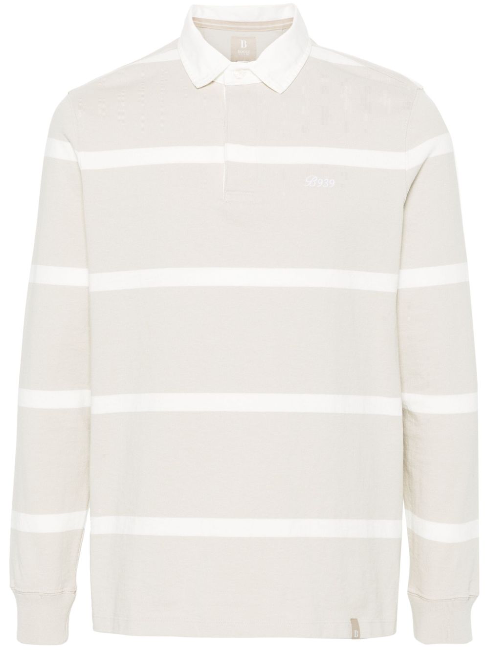 Boggi Milano Striped Cotton Polo Shirt In Neutrals