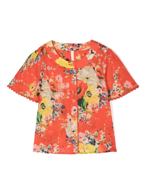 ZIMMERMANN Kids floral-print short-sleeved shirt