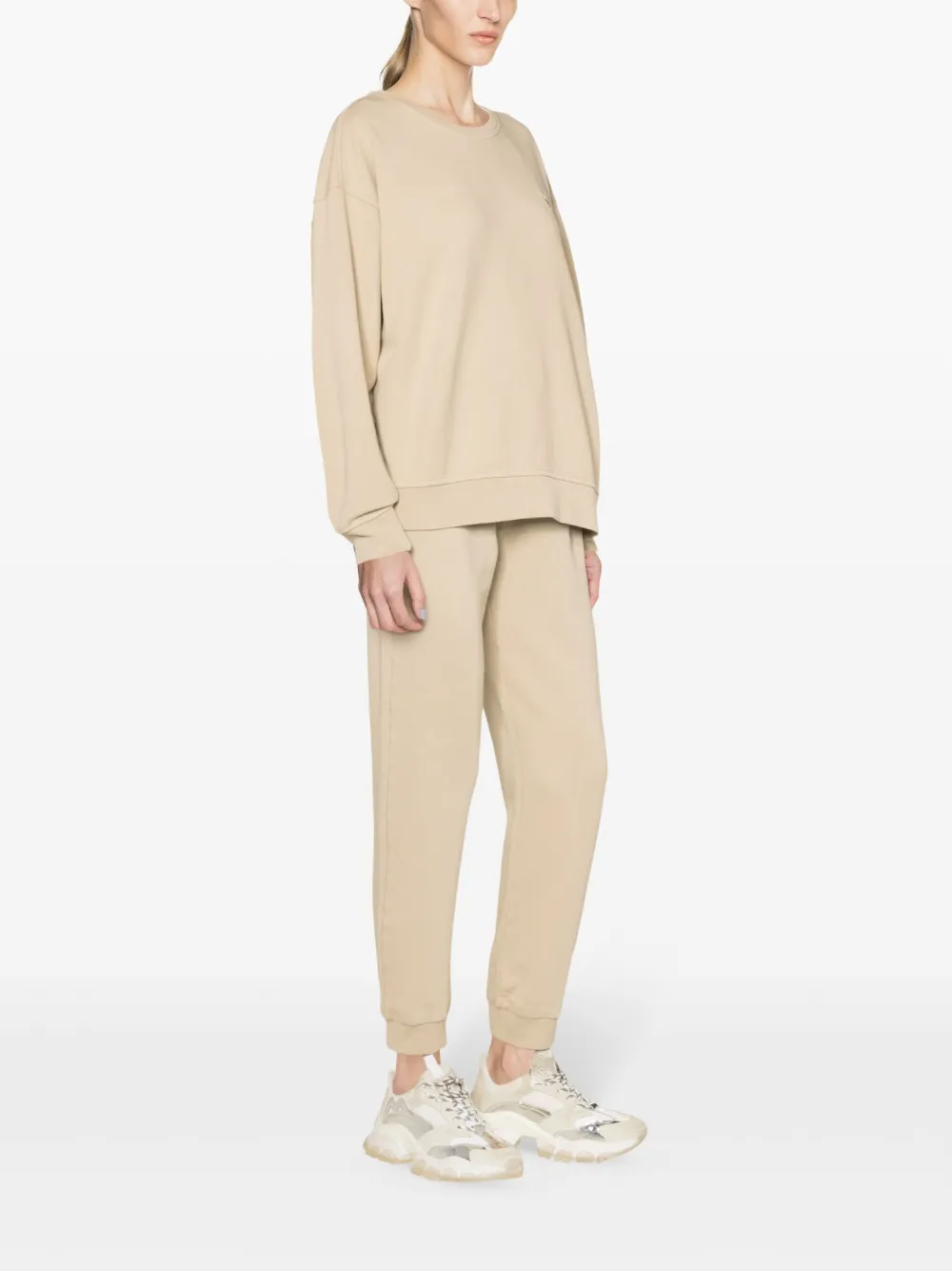 Shop Pinko Logo-embroidered Tapered Track Pants In Neutrals