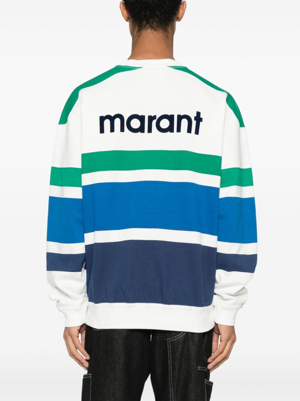 Shop Marant Meyoan Striped Sweatshirt In White