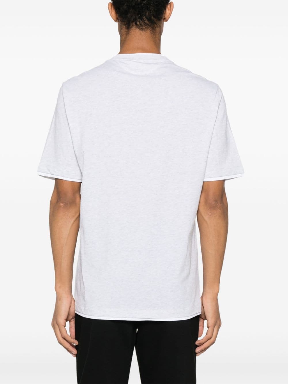Shop Brunello Cucinelli Embroidered-logo Cotton T-shirt In Grey