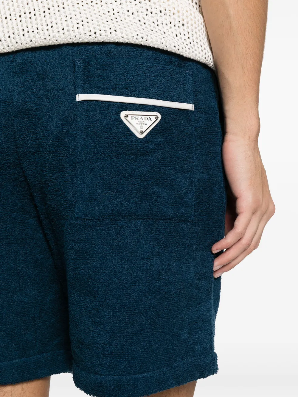 Prada Katoenen shorts met logoplakkaat Blauw