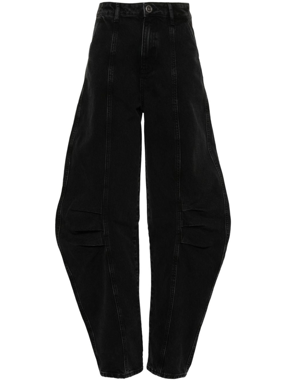 Shop Rotate Birger Christensen Tapered-leg Organic Cotton Jeans In Black