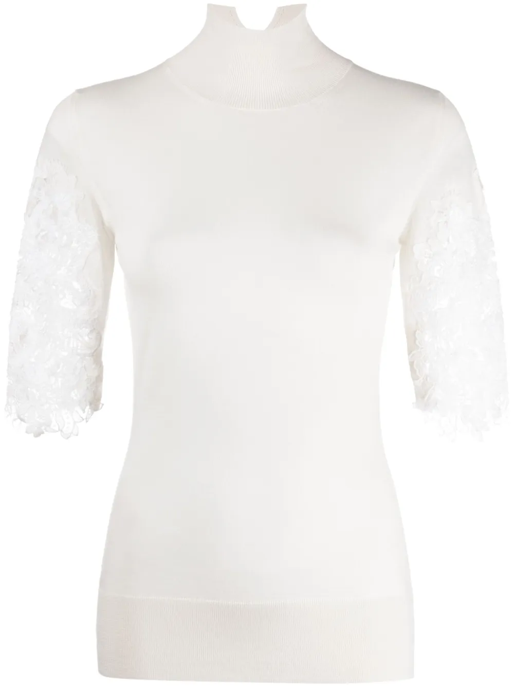 Ermanno Scervino Lace-panel Cashmere Knitted Top In White