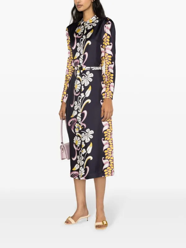 Tory Burch フローラル シルクシャツドレス | ブラック | FARFETCH JP