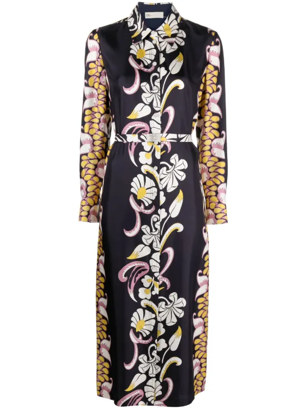ワンピース Tory Burch Printed Silk Chemisier Dress Printed Silk Shirtdress, Cobalt Blue Pisces Dream | Tory