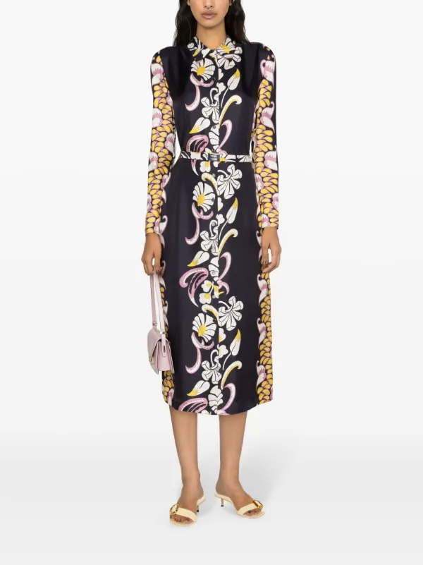 Tory Burch フローラル シルクシャツドレス | ブラック | FARFETCH JP